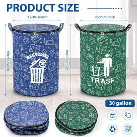 Memorywuu collapsible trash can blue-green standing open for easy waste disposal.