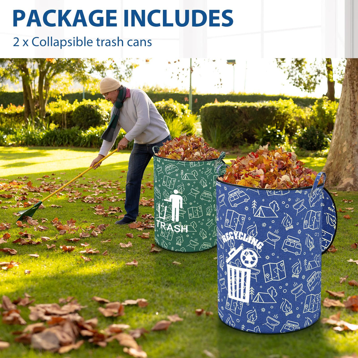 Memorywuu trash can with zippered lid helps contain odors outdoors.