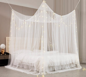 Mengersi canopy ribbons and hanging hooks for simple, versatile installation.