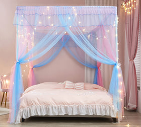 Mengersi rainbow canopy full-size fits standard beds beautifully