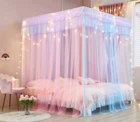 Mengersi princess bed canopy drape frames a cozy sleep space