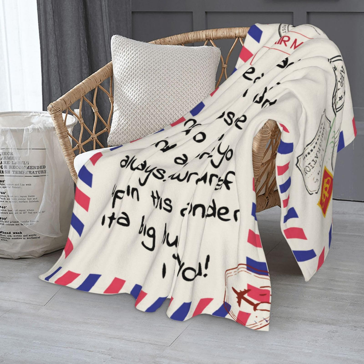 Menghao Dear Dad blanket engraved words detail for sentimental gifting