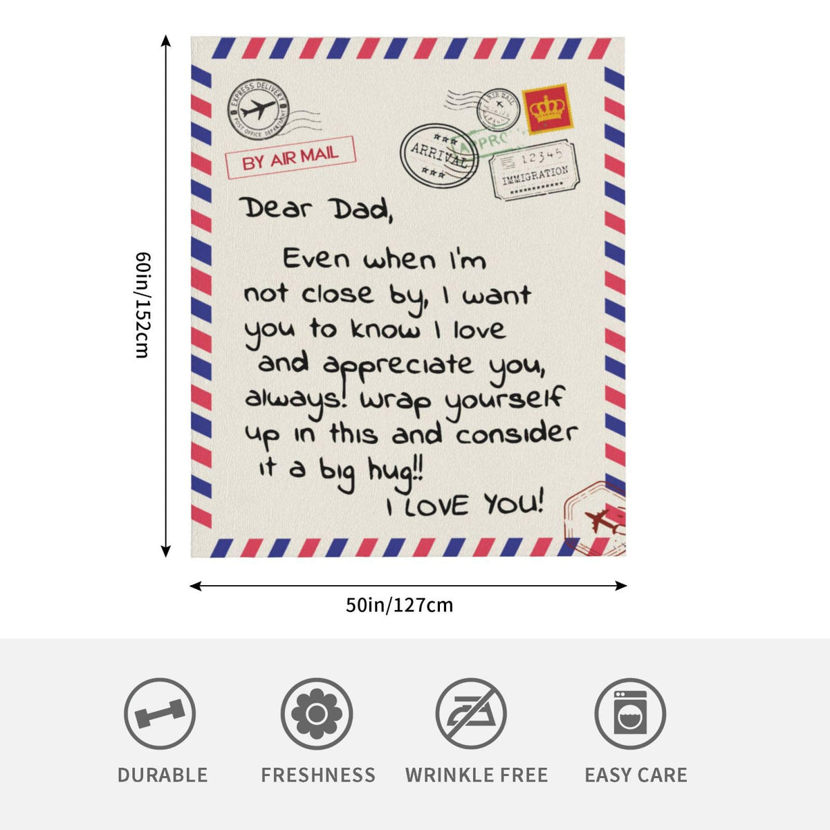 Menghao Dear Dad blanket neatly folded, ideal gift presentation