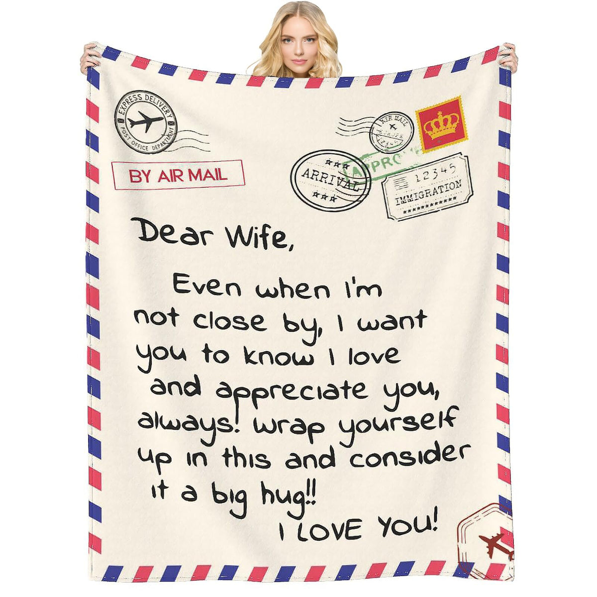Menghao Gifts Blanket for Wife with engraved message, a sentimental anniversary keepsake.
