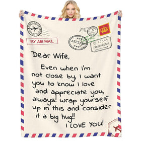 Menghao Gifts Blanket for Wife with engraved message, a sentimental anniversary keepsake.
