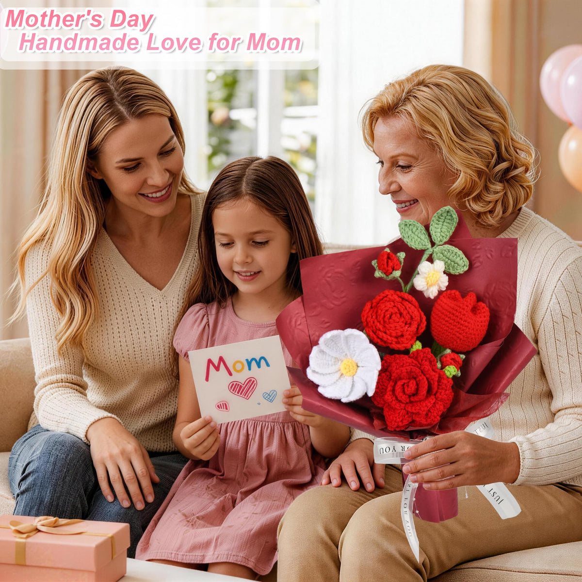 MengxFly crochet rose and lilies bouquet with intricate textures for elegant decor.