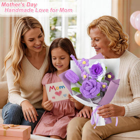 MengxFly purple crochet petals show layered depth for lifelike appearance.