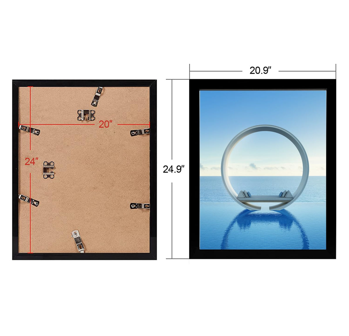 MENNTHUI 20x24 black frame side view showing slim profile for walls