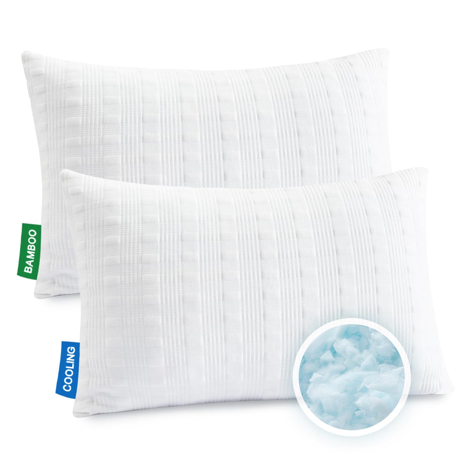 Meoflaw cooling pillow two-pack for hot sleepers with breathable design.