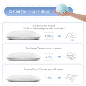 Vacuum-sealed packaging protects pillows during transport.
