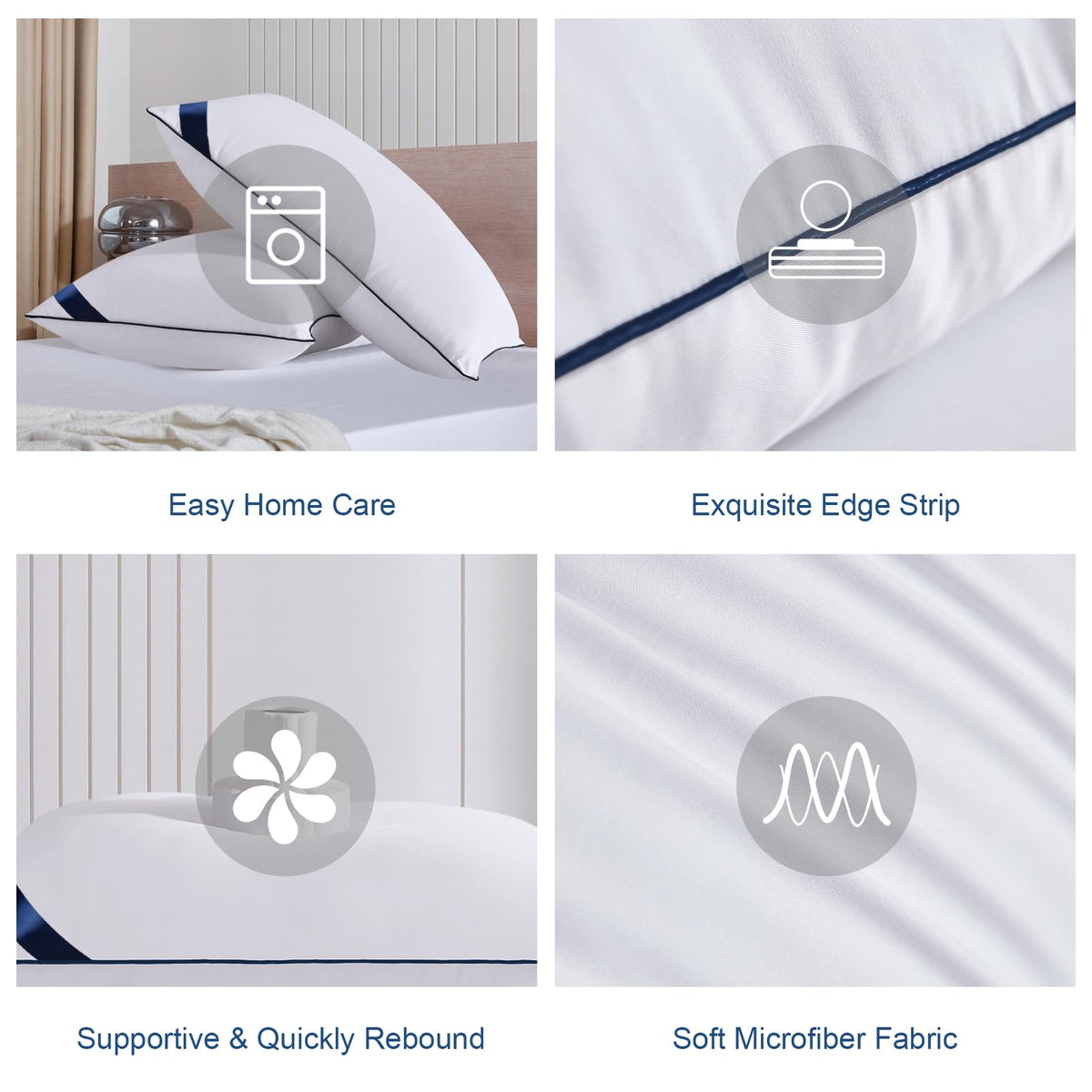Meoflaw hotel-quality pillow set displayed on bed for lifestyle use.