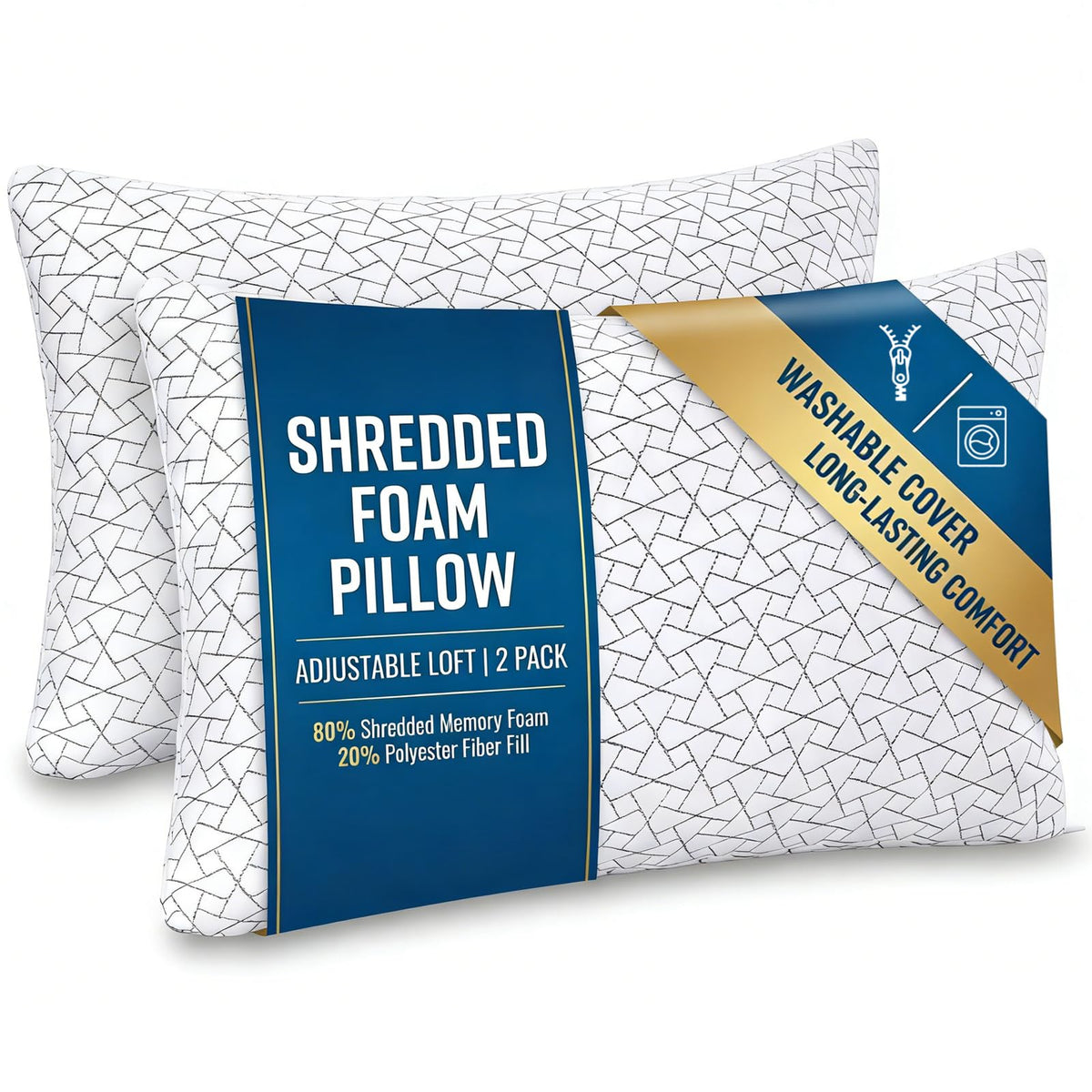 Meoflaw pillow top view shows a 2-pack queen setup for customizable comfort