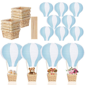 Meooeck blue hot air balloon lanterns ready for elegant table centerpieces.