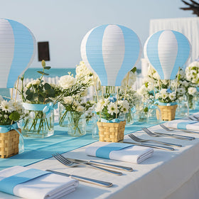 Meooeck blue centerpiece set elevates party ambiance on tables.