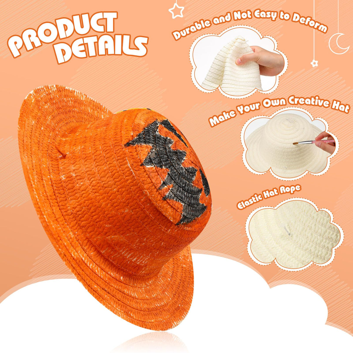 Mepase farmers style straw hat with wide diameter ideal for DIY