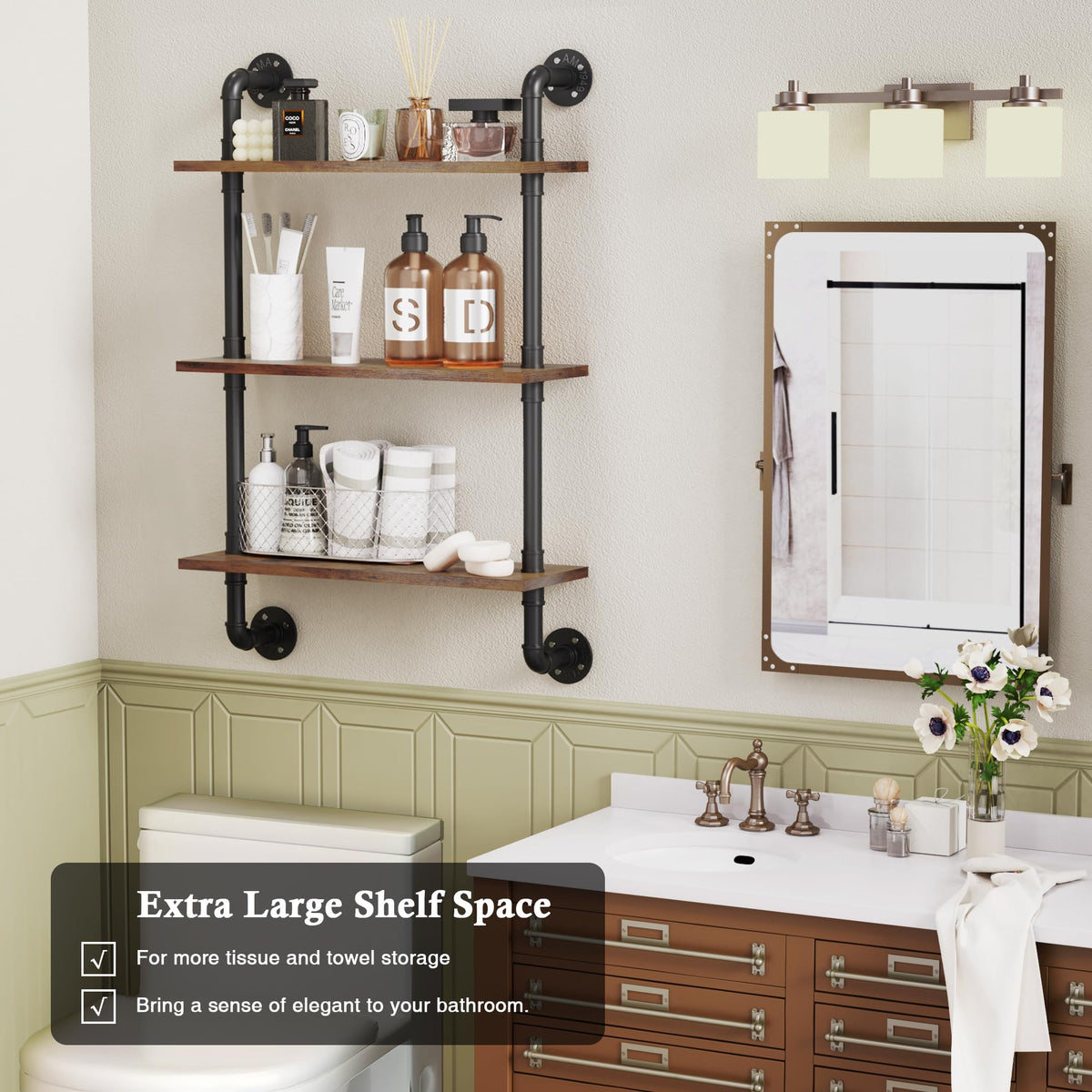 Merapi decor display for bathroom to living room, showing towels, plants, and accents.