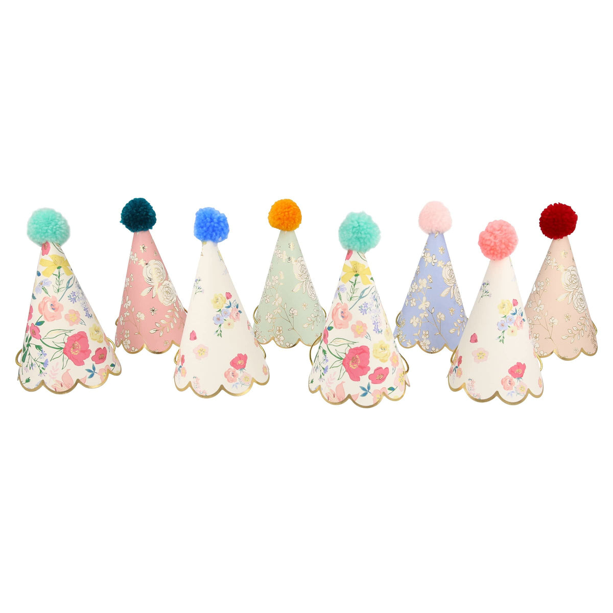 Meri Meri birthday hat scallop-edge with pompom for festive photo moments
