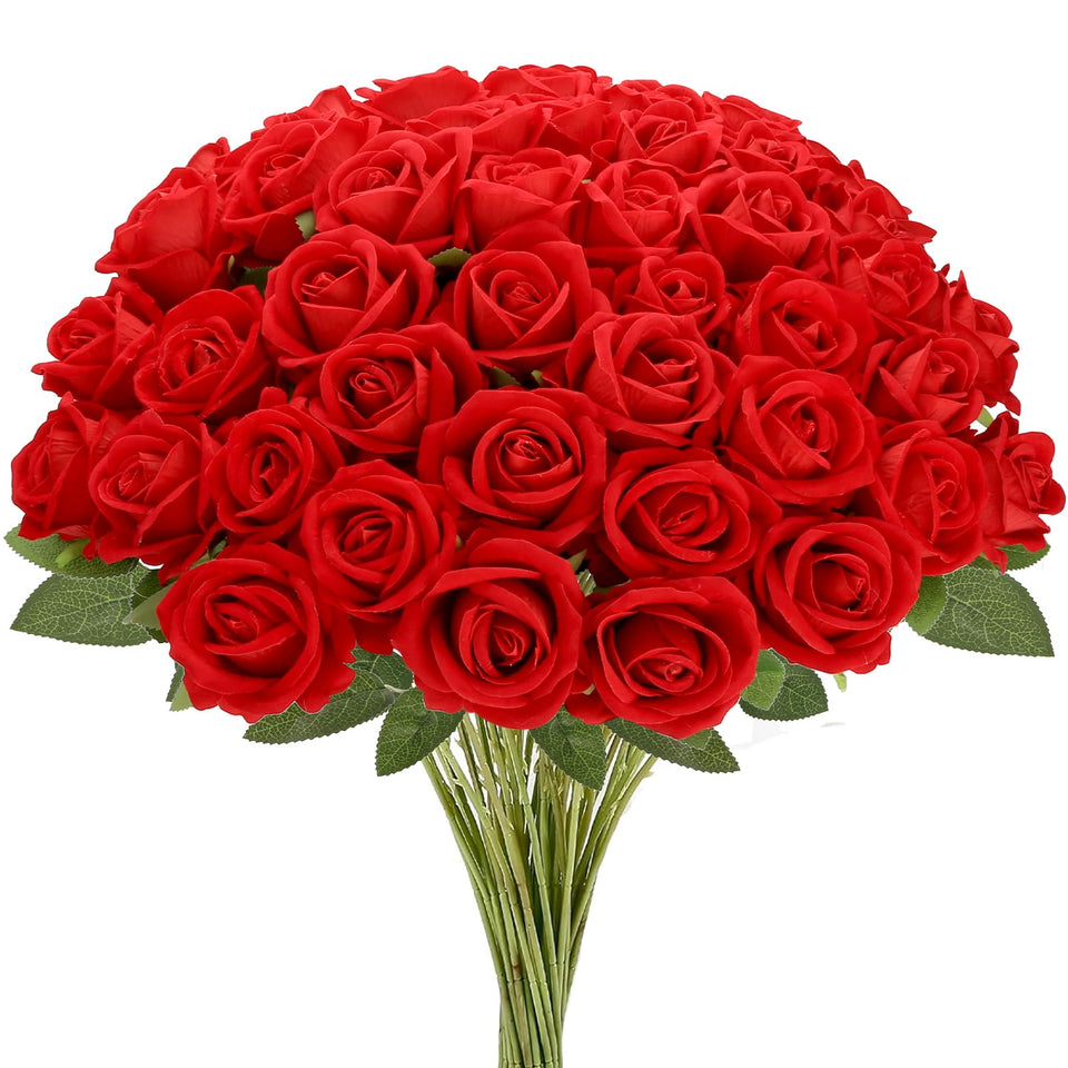 MERIXMAS roses artificial flowers in red bulk for stunning centerpieces and decor.