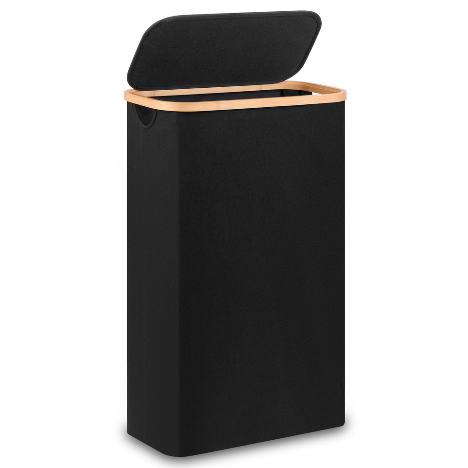 Merkisa 60L Slim Laundry Hamper with bamboo frame for organized space
