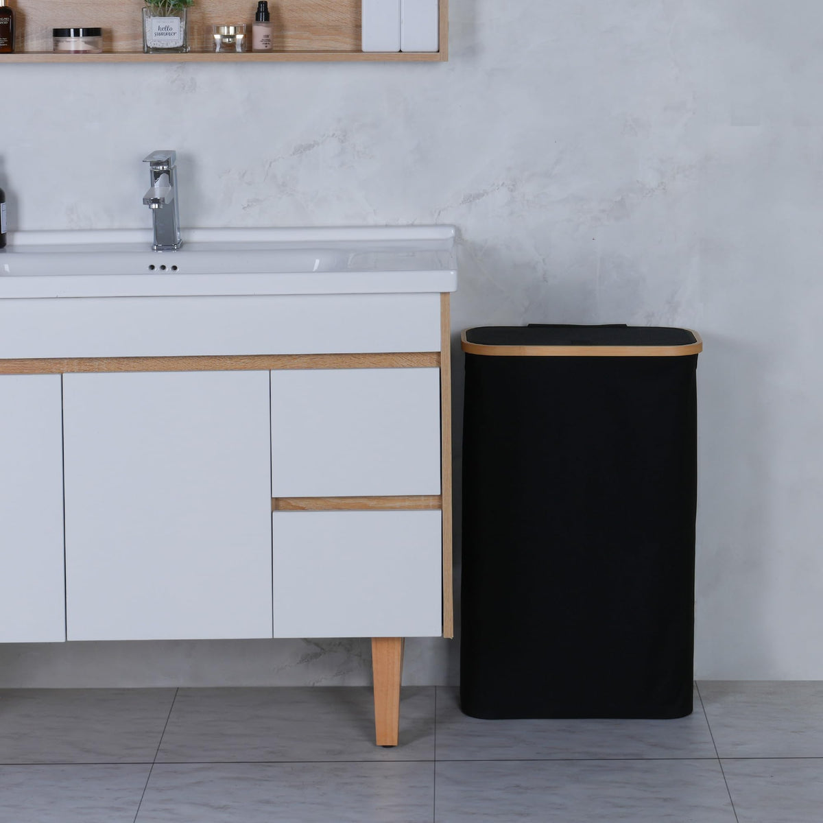 Merkisa 60L Slim Laundry Hamper folds flat for compact storage