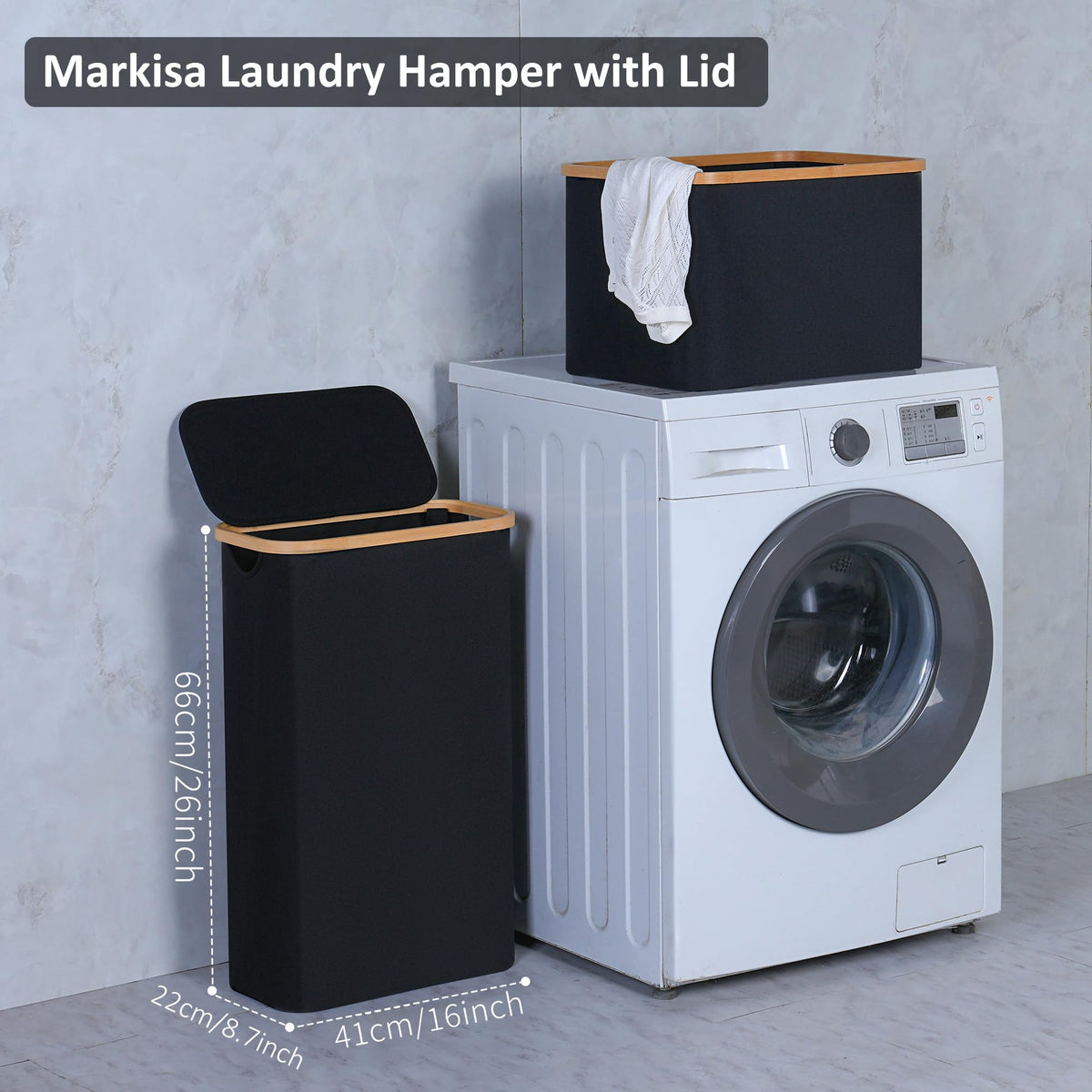 Merkisa 60L Slim Laundry Hamper storage-ready for small spaces