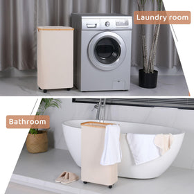 Merkisa basket four wheels offer smooth rolling across rooms.