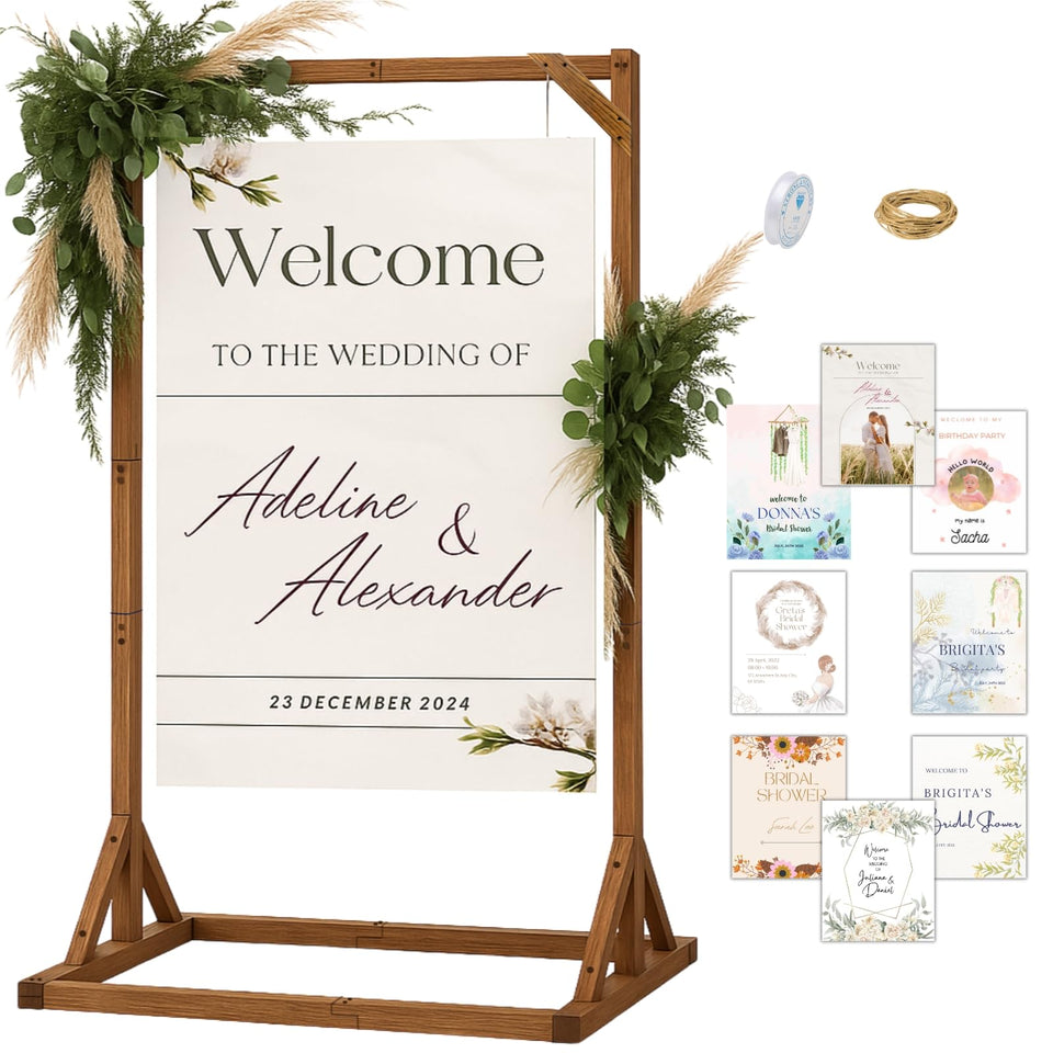 Merrifete wooden welcome sign stand front view for stable indoor display