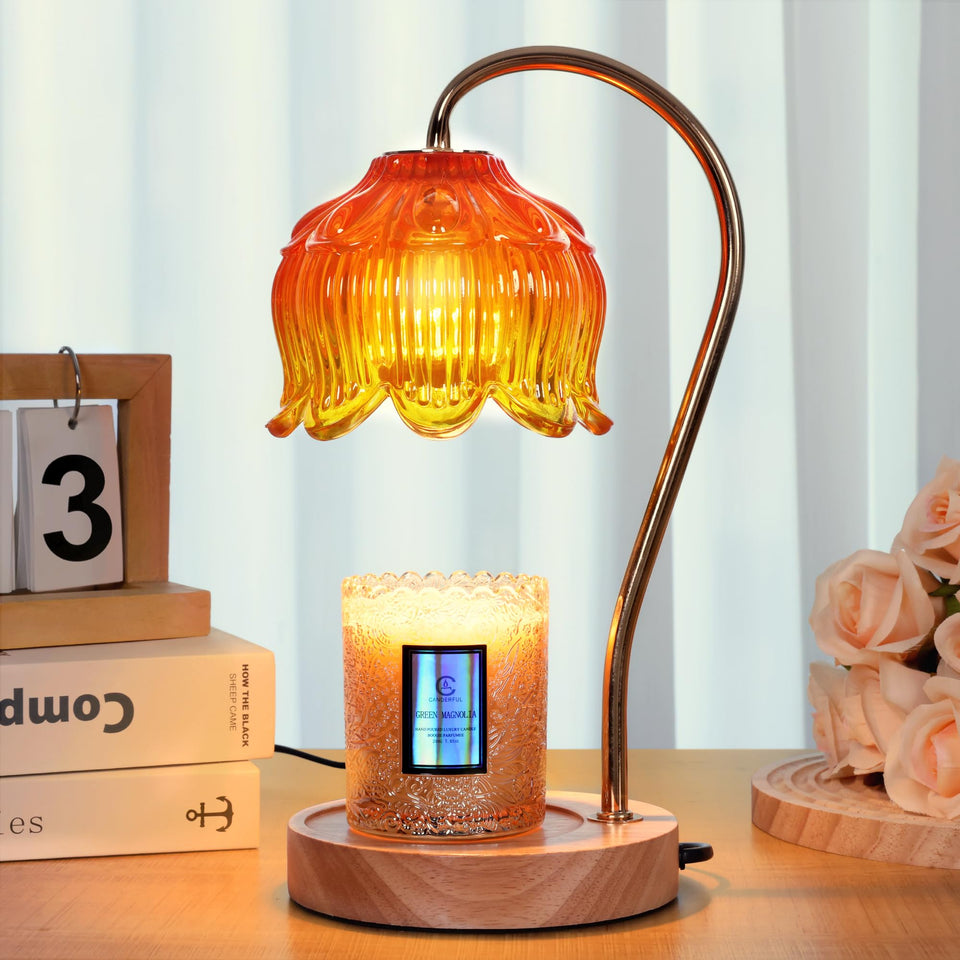 Merrtody Flower Candle Warmer Lamp base close-up showing safe flameless diffusion