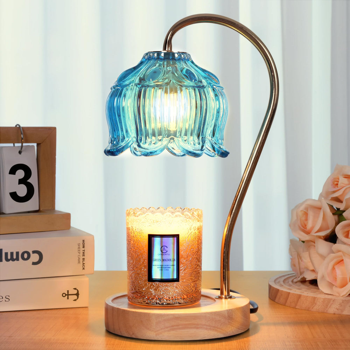 Merrtody flower candle warmer lamp with timer and dimmer for cozy spaces