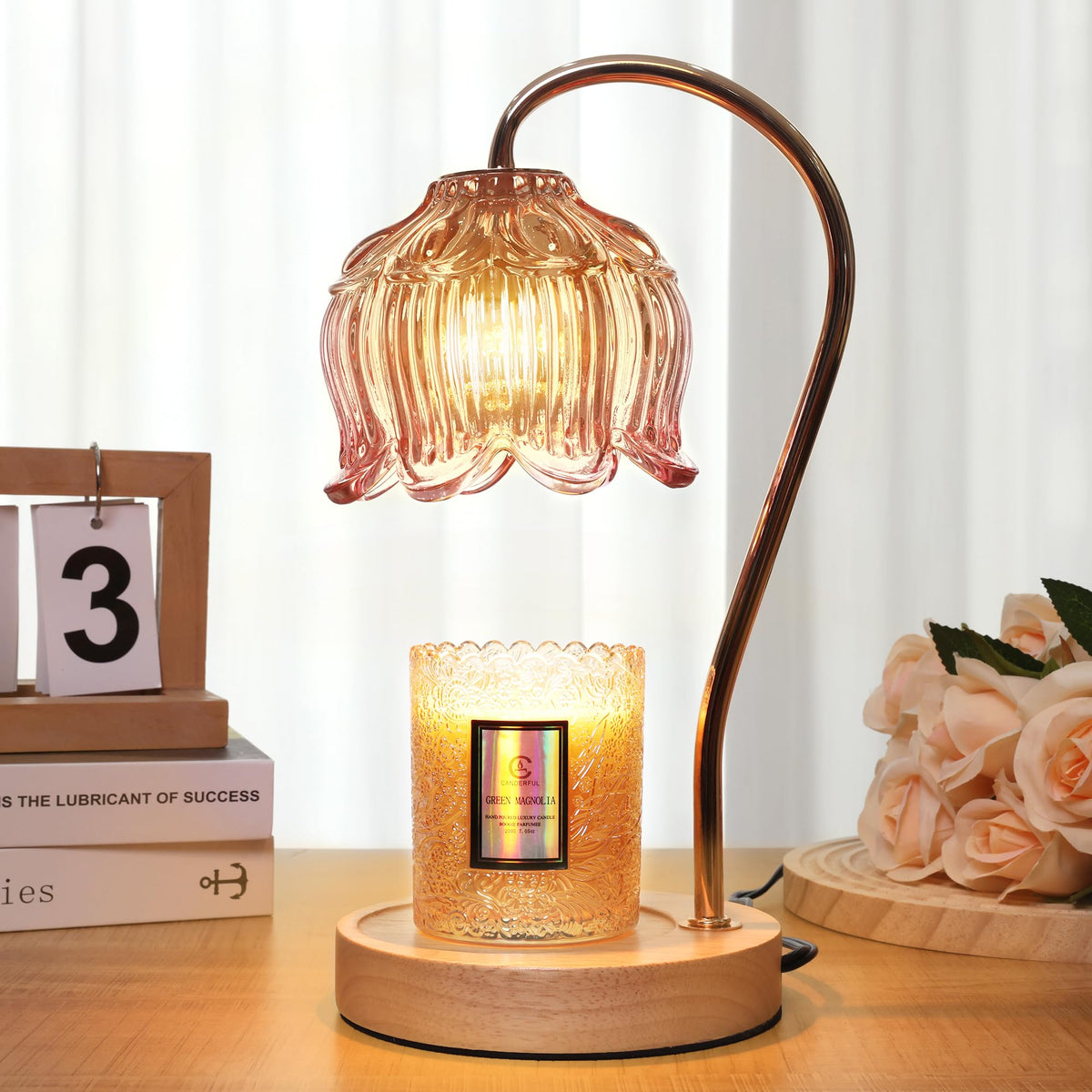 Merrtody Flower Candle Warmer Lamp with Timer diffuse steady fragrance