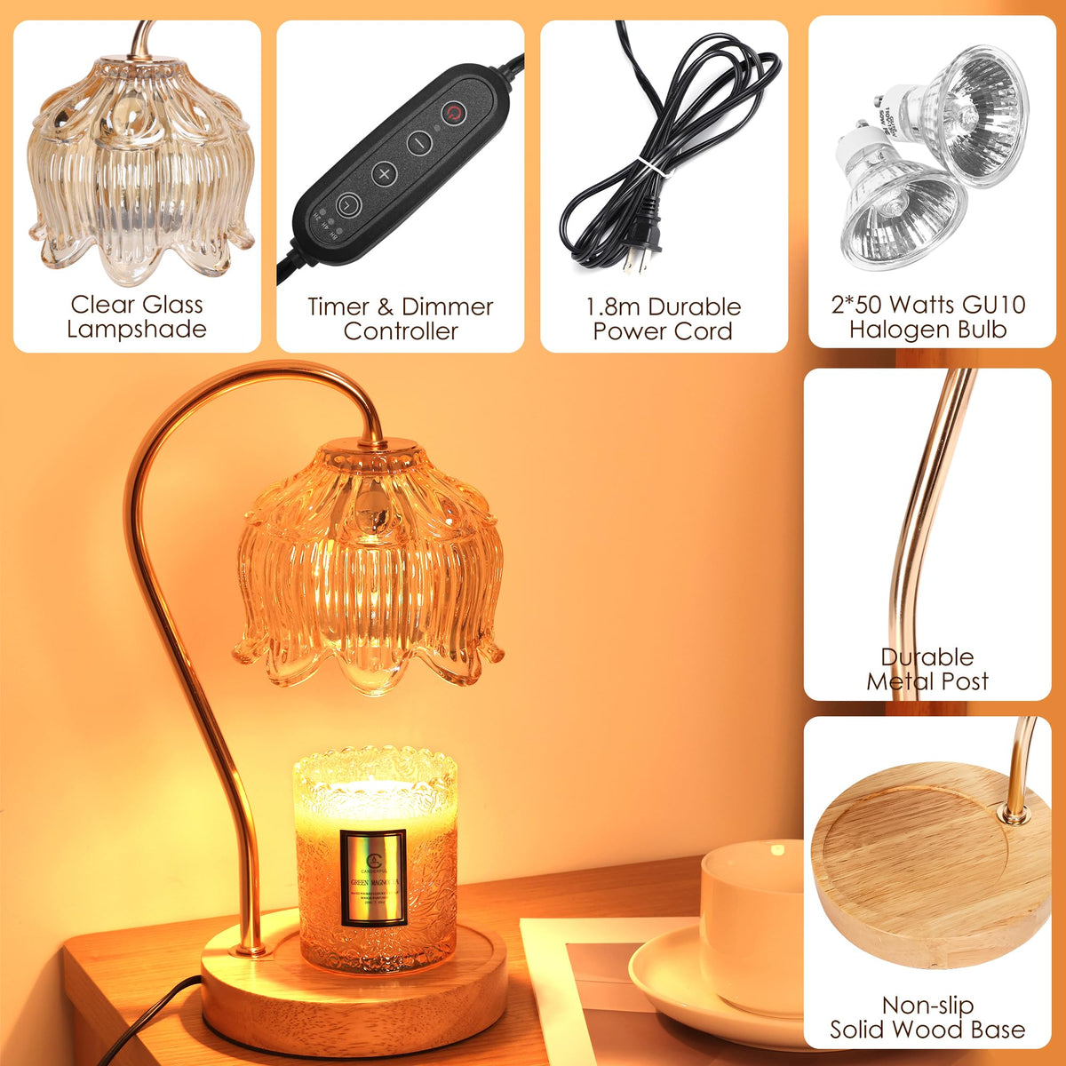 Merrtody flower candle warmer timer function highlights convenience