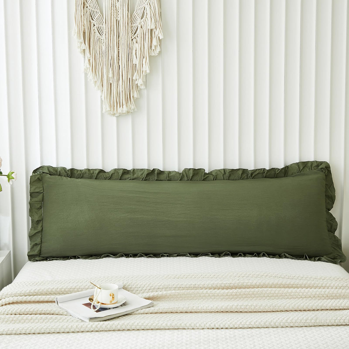 Merryword ruffled fringe detail enhances vintage-inspired look.