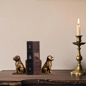 Mervkis Labrador dog book ends in vintage gold finish adds decorative flair
