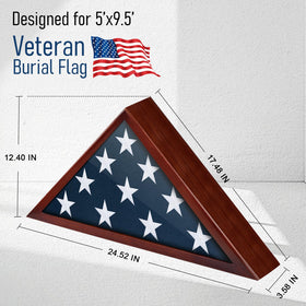 Meryndou flag display case glass close-up in red emphasizes clear viewing panel