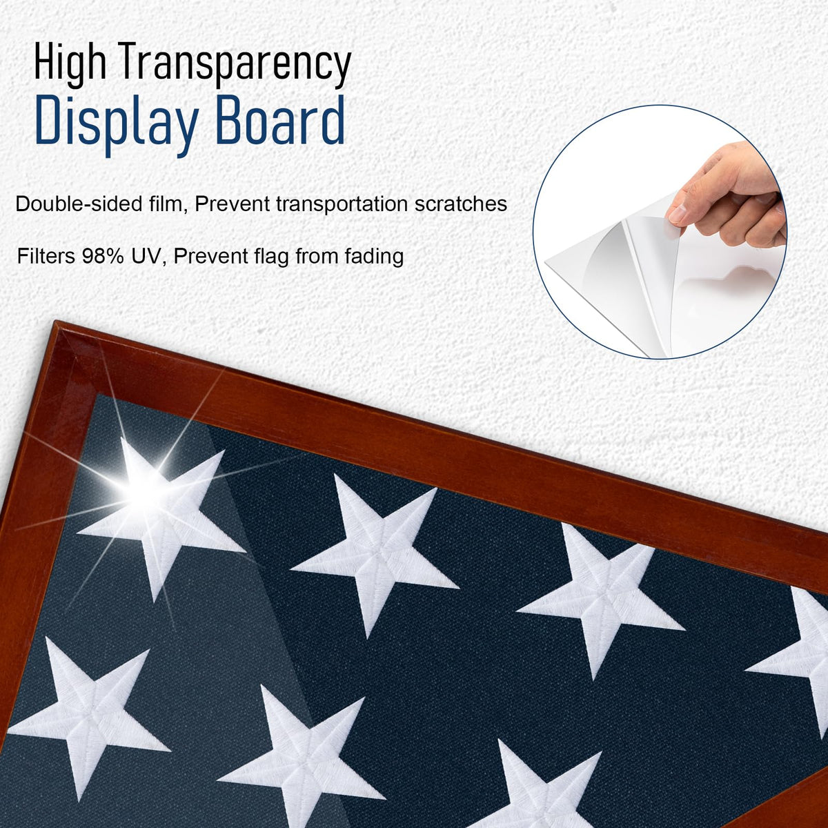 Meryndou flag display case wall-mount ready red for wall display