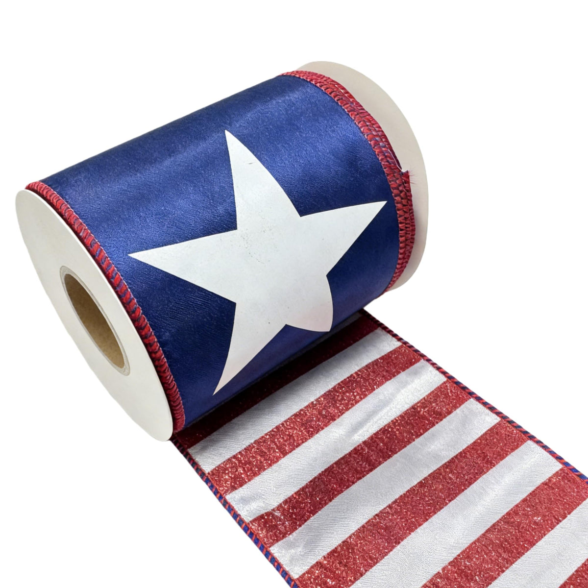 Meseey navy star front view ribbon, ideal for wreaths and bold patriotic decor.