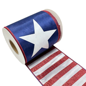 Meseey navy star front view ribbon, ideal for wreaths and bold patriotic decor.