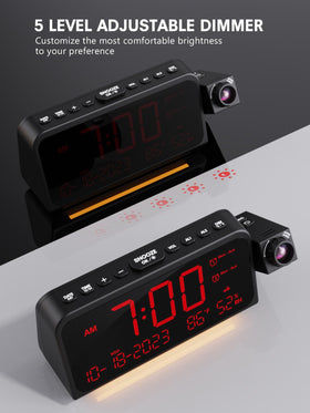 Mesqool clock provides 7-level alarm volume for tailored wake-ups.
