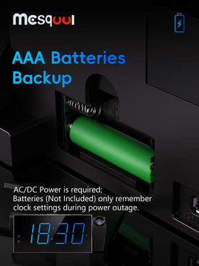 Mesqool battery backup preserves time settings during outages