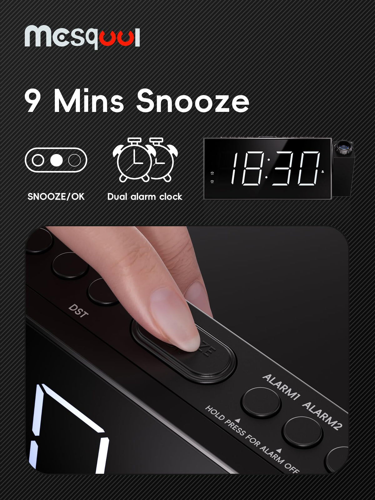 Mesqool 180-degree rotation projection for ceiling or wall viewing