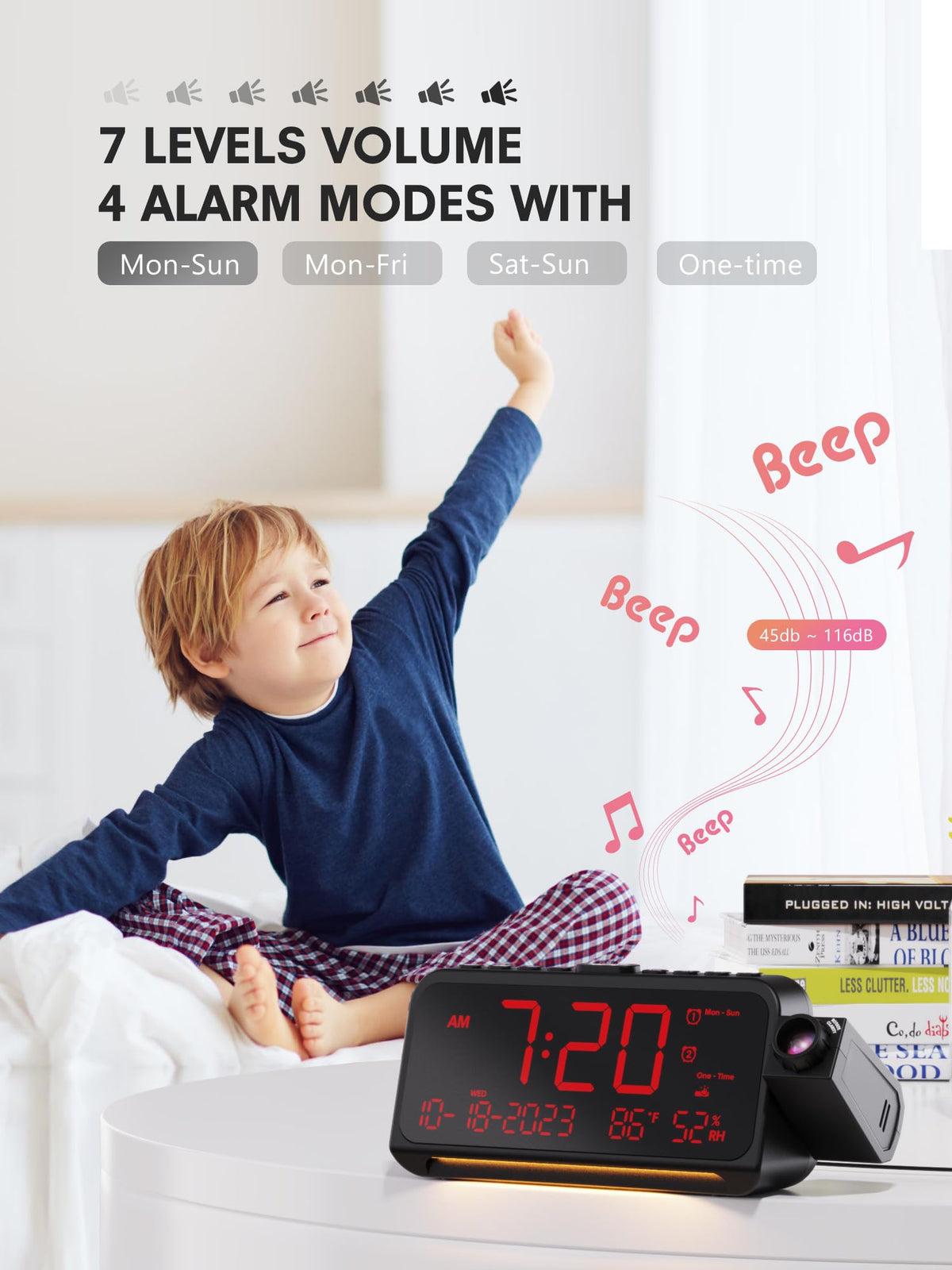 Mesqool alarm clock has a soft night light for ambient bedroom lighting.