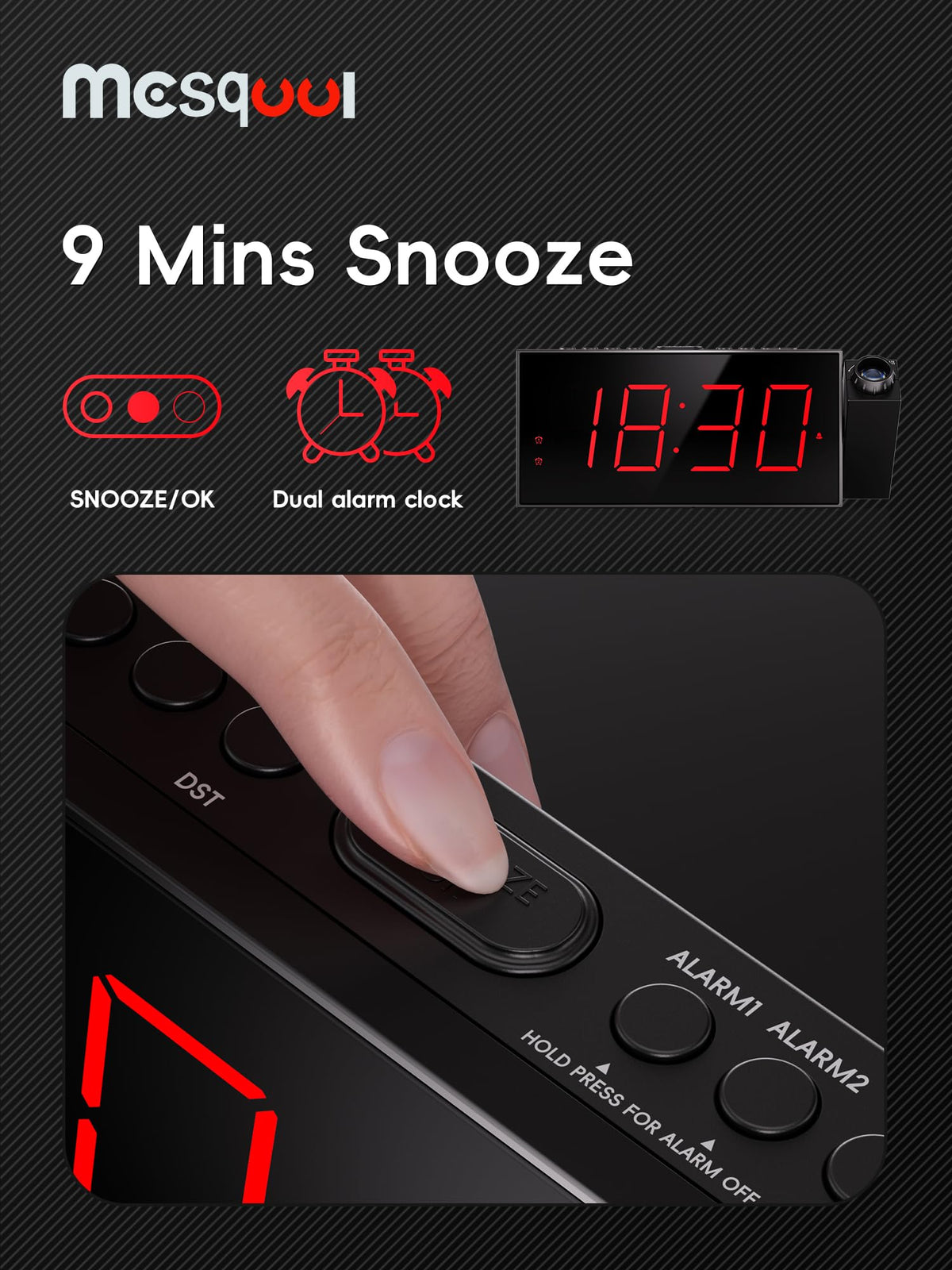 Mesqool battery backup preserves time and alarms during outages
