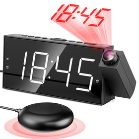 Mesqool projection alarm clock with bed shaker ready for discreet waking