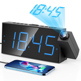 Mesqool projection alarm clock with 7-inch display projects time clearly on walls