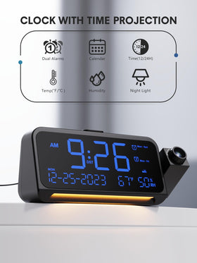 Mesqool large 5.9-inch LED display shows date, temperature and humidity at a glance.