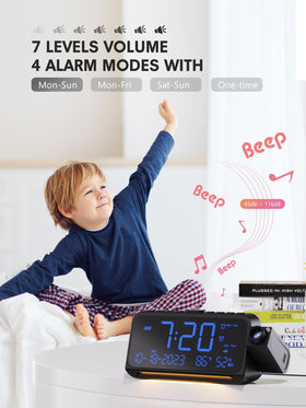 Mesqool built-in night light provides a soft bedside glow.