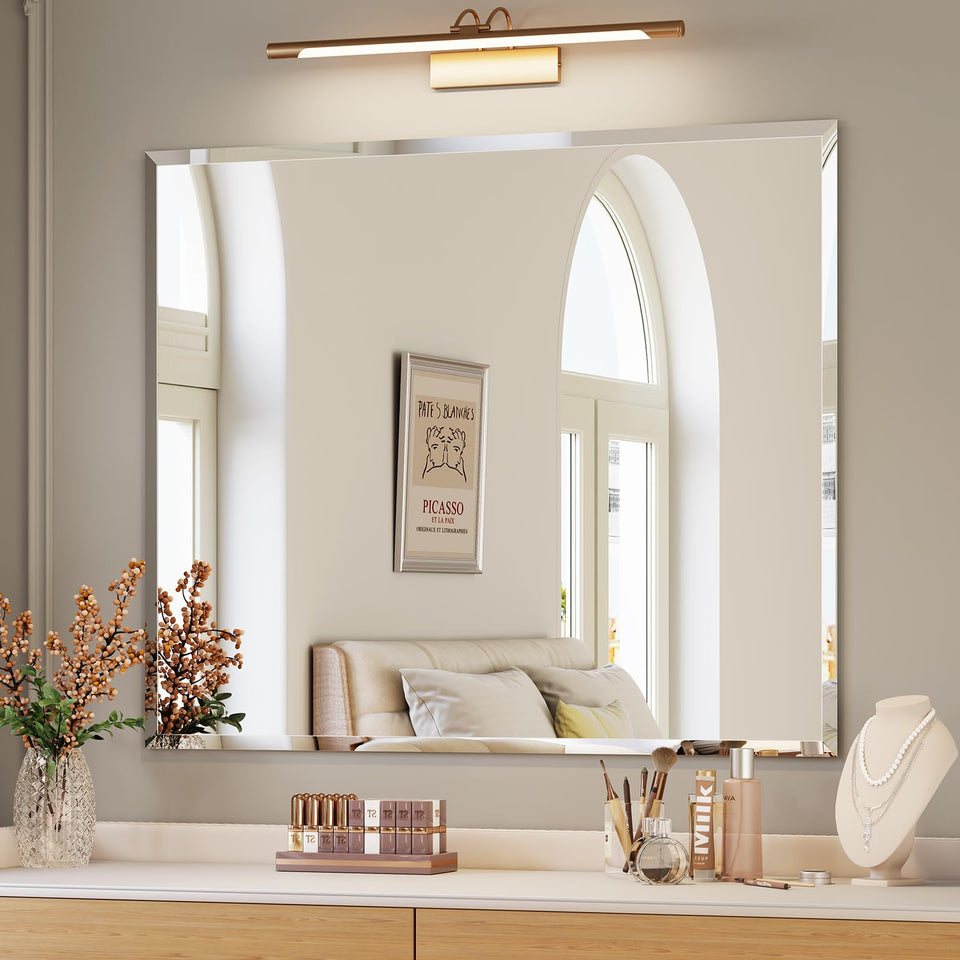 Mestikits frameless mirror with beveled edge enhances rooms with modern clarity