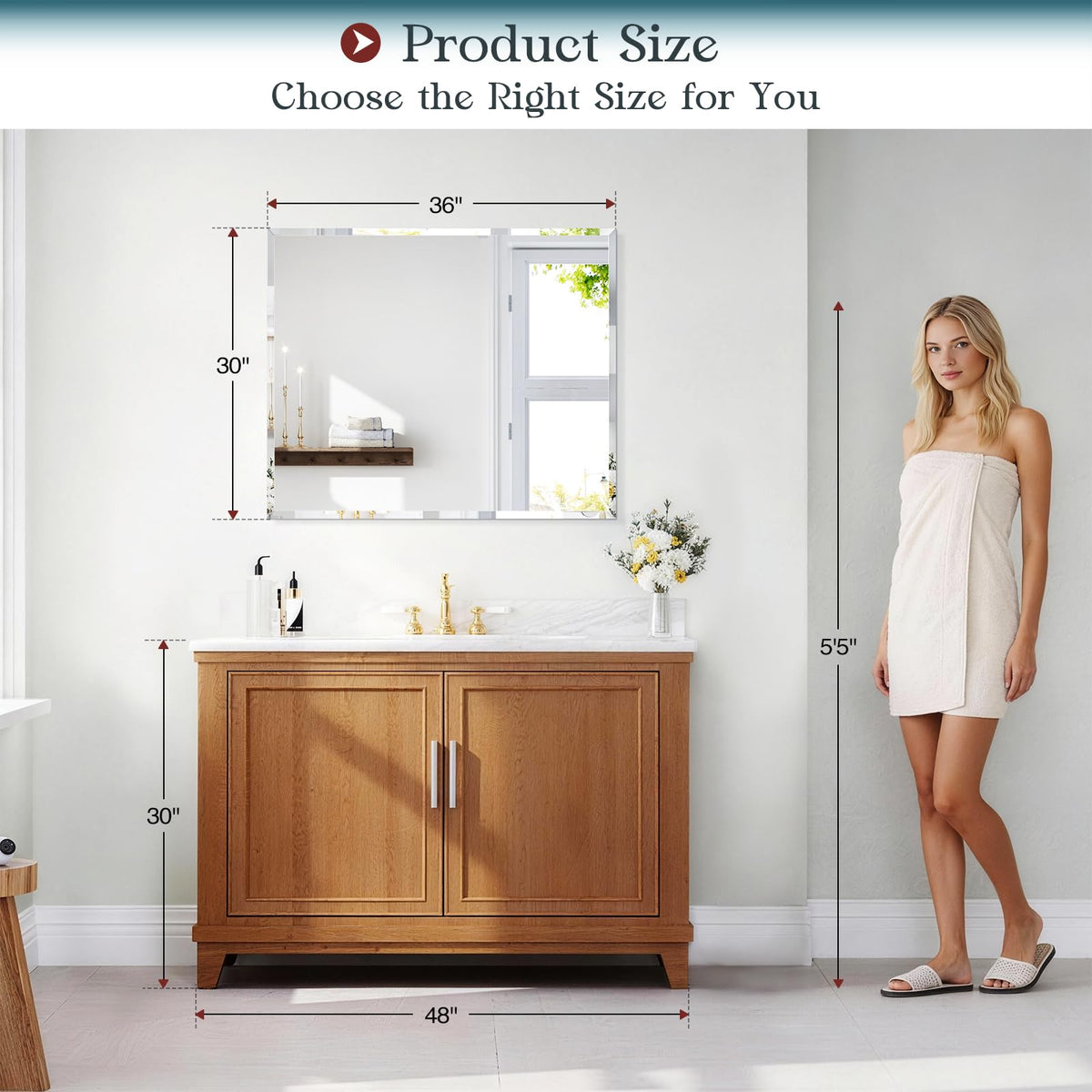 Mestikits frameless mirror 4mm tempered glass for durable, safe reflections