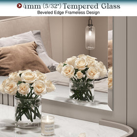 Horizontal wall-mount option for Mestikits frameless mirror over vanity