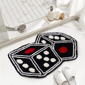 Meudid Dice Rug in living room with gaming vibe and decor.